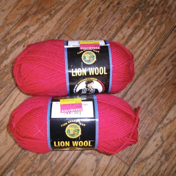 Lion Brand Other - 2 Skeins Lion Brand Lion Wool Yarn - Color Scarlet - 158 yds